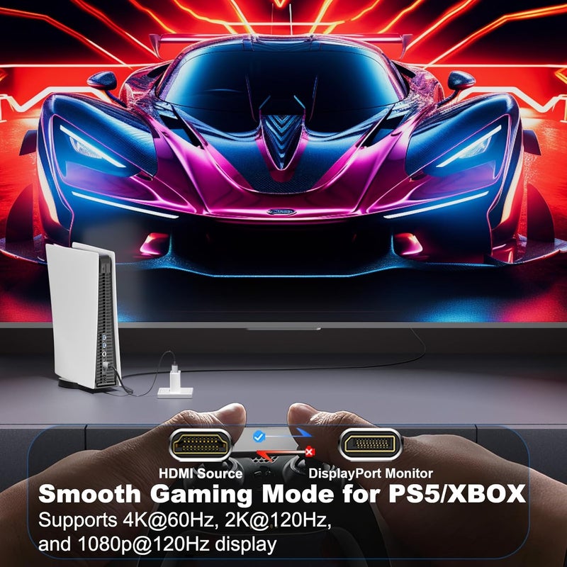 THANDBLE Active HDMI to DisplayPort Cable 10FT, 4K 60Hz 1080p 120Hz, Unidirectional HDMI Source to DP Monitor Display Port Cable Compatible for PC, Laptop, Computer, NVIDIA, AMD, PS5/4, Xbox - Image 3